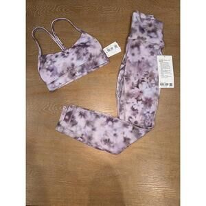 Lululemon Align High-Rise 25" & Flow Y Bra Nulu Set Sz 2 Meadow Haze Pink Multi